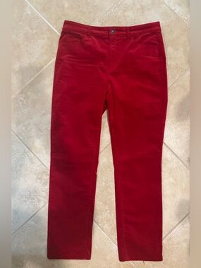 Talbots Deep Red Straight-Leg Velvet Jeans